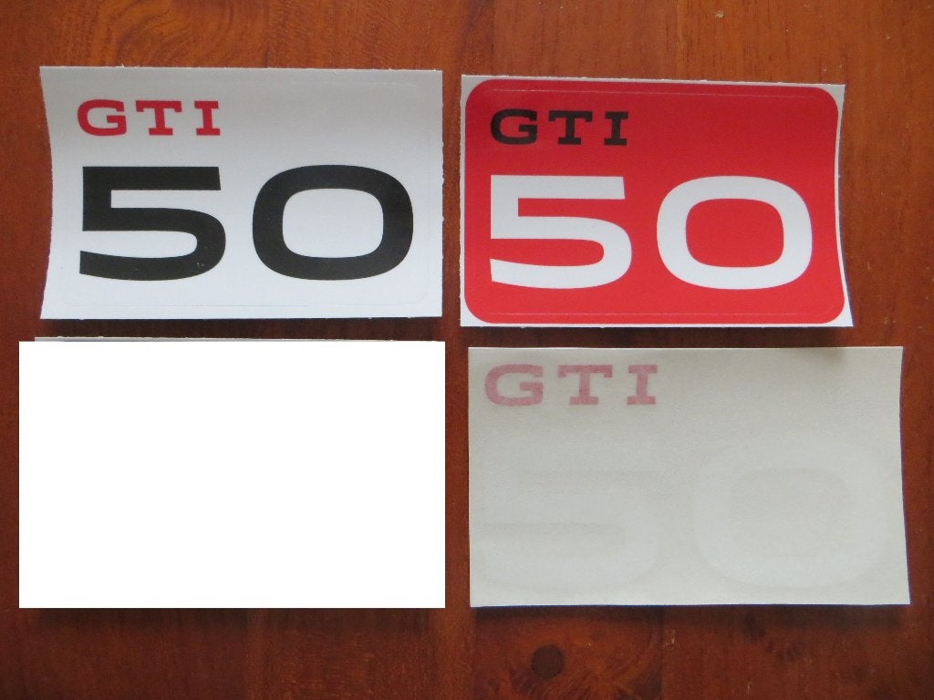 Stickers Volkswagen Golf GTI 50: rood, wit en transparant, Ophalen of Verzenden, Nieuw, Auto's