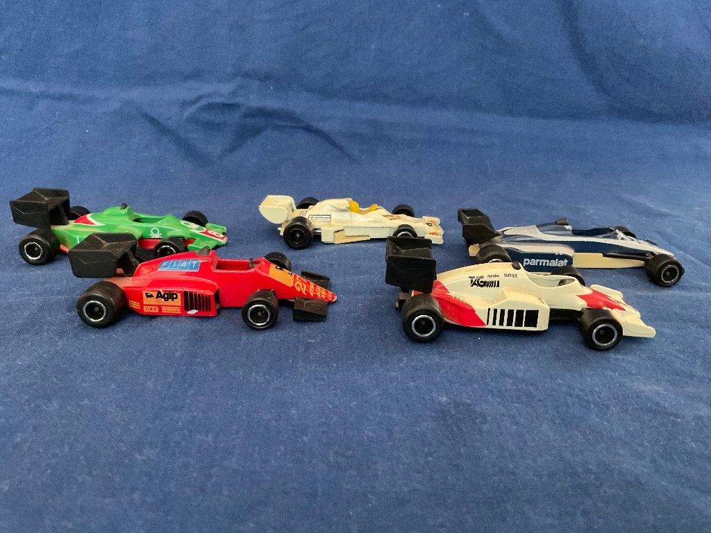 5 Vintage Majorette F1 modelauto’s, Formule 1, 1980’s, Ophalen of Verzenden, Gebruikt, Auto