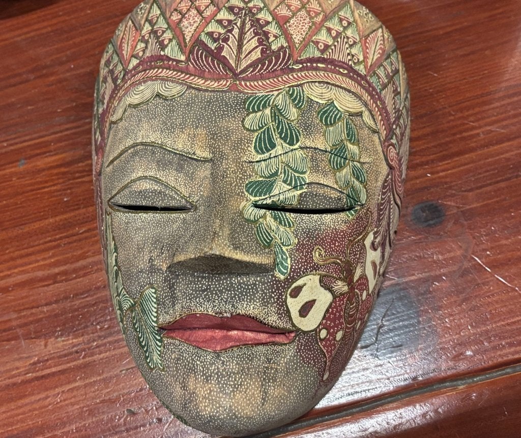 Indonesisch houten masker handbeschilderd, topeng-stijl, Hout, Masker, Ophalen of Verzenden, Indonesië