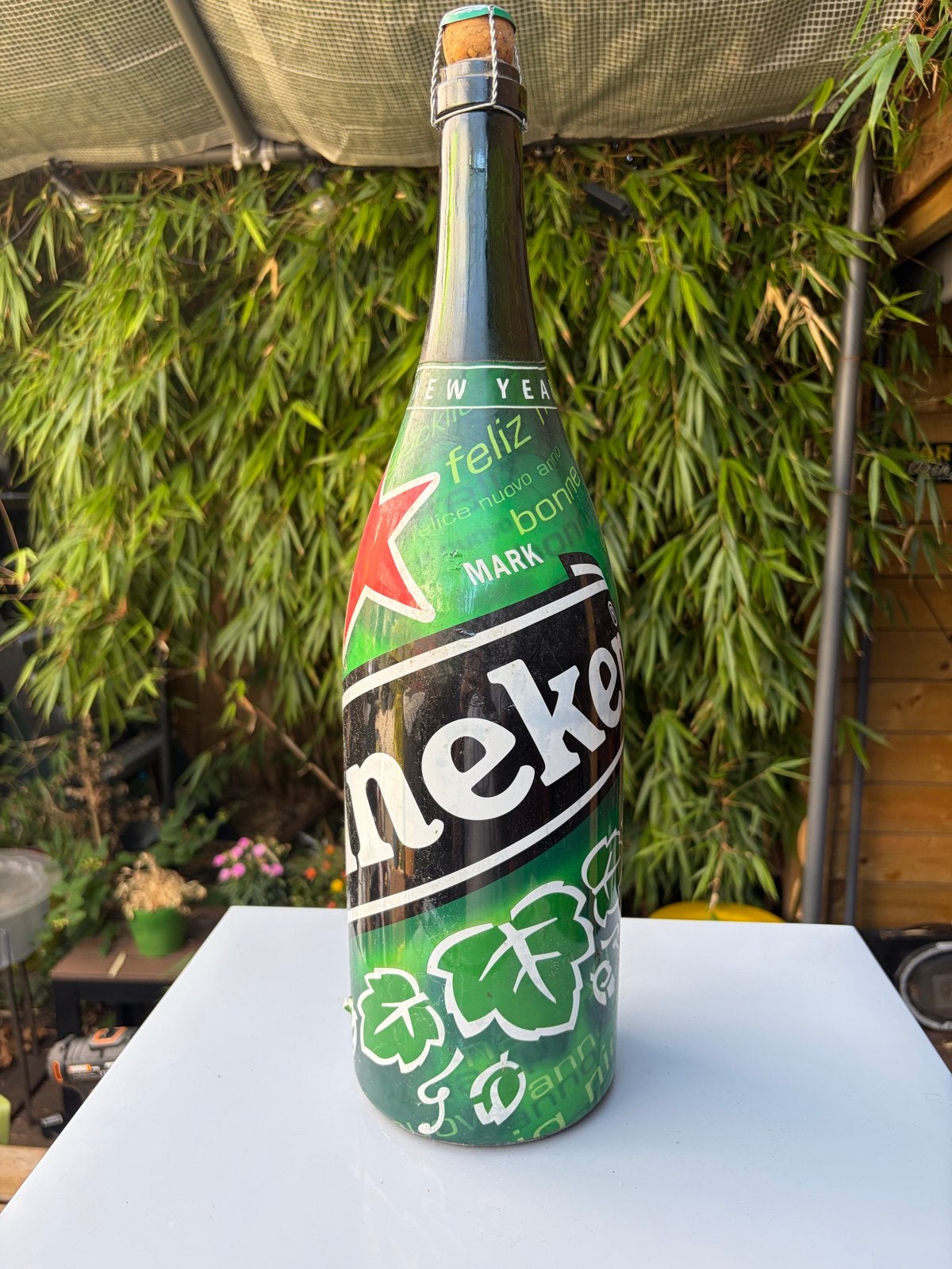 Grote Heineken fles - 3 ltr. Ongeopend - Decoratie, Ophalen, Gebruikt