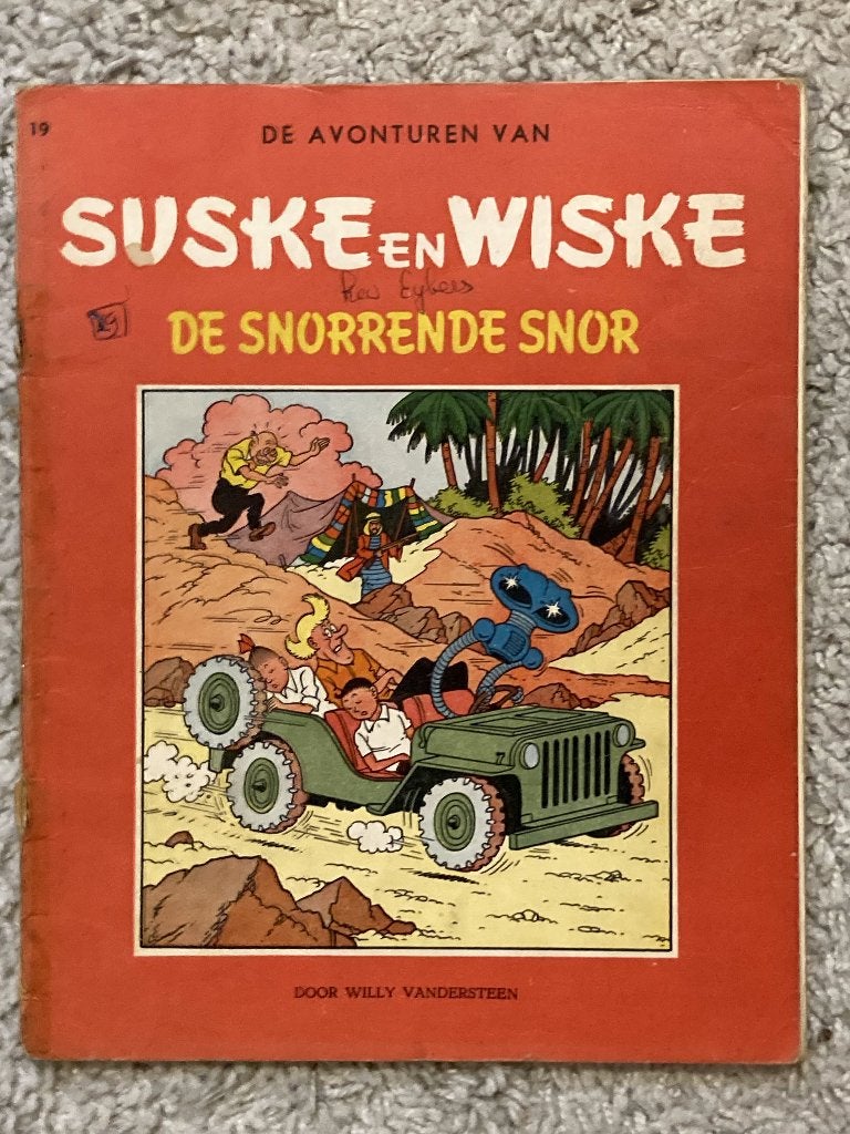 Suske en Wiske - De Snorrende Snor - Nr. 19 - Herdruk, 1961, Eén stripboek, Ophalen of Verzenden, Gelezen