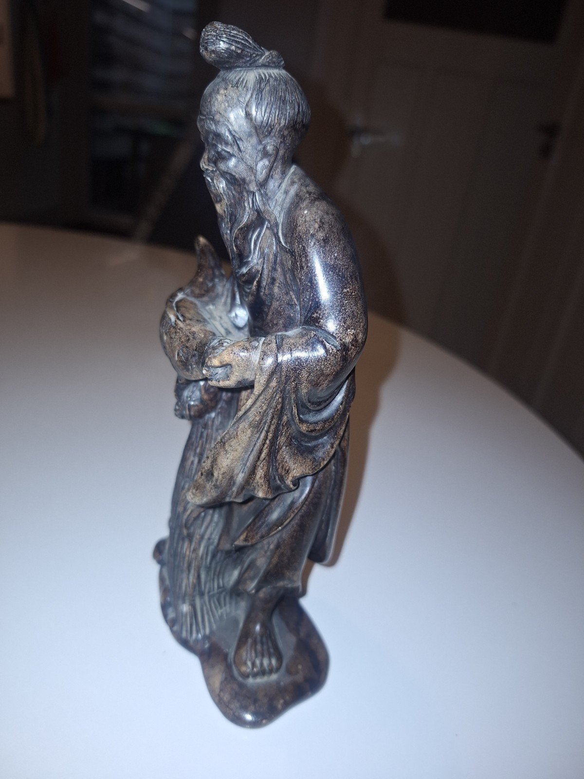 Chinees speksteen sculptuur - fijn snijwerk - 20 cm, Ophalen of Verzenden, Handgemaakt, 20 - 50 cm, Steen of Keramiek