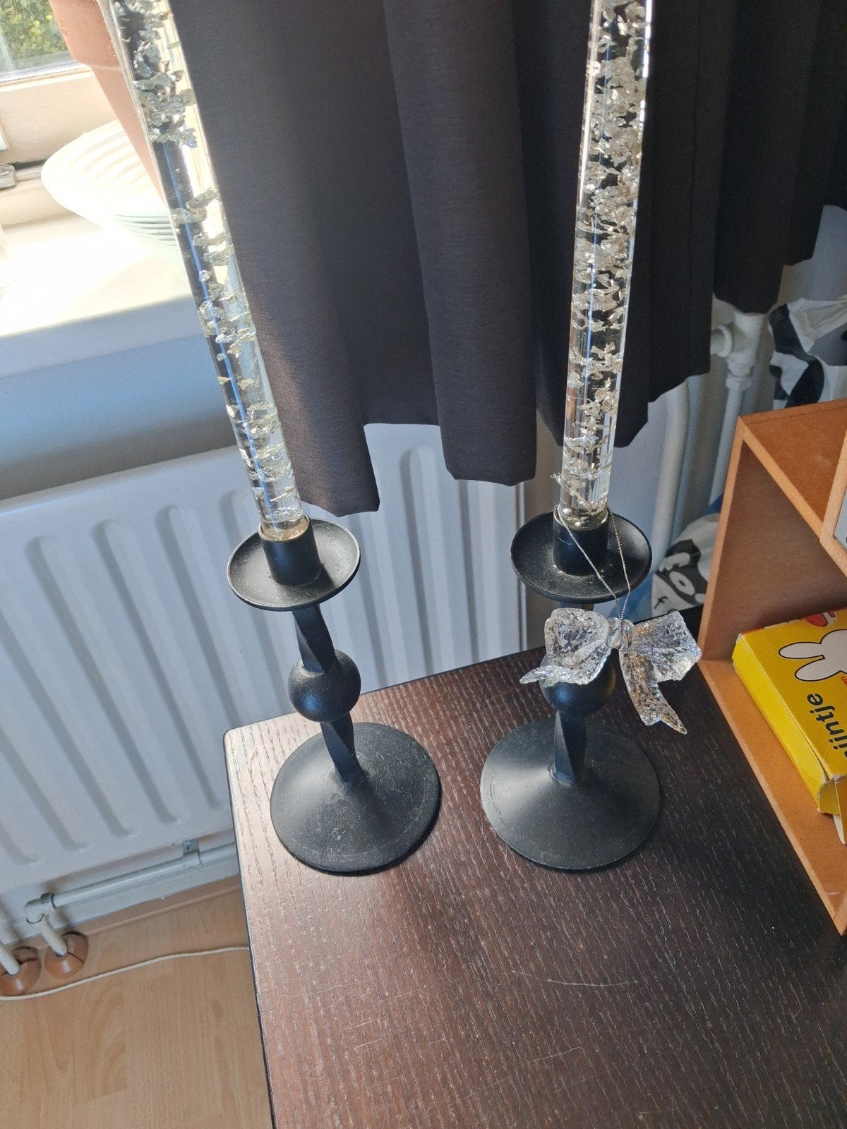 2x gietijzeren kandelaar, Antiek en Kunst, Antiek | Kandelaars, Ophalen of Verzenden, Overige materialen