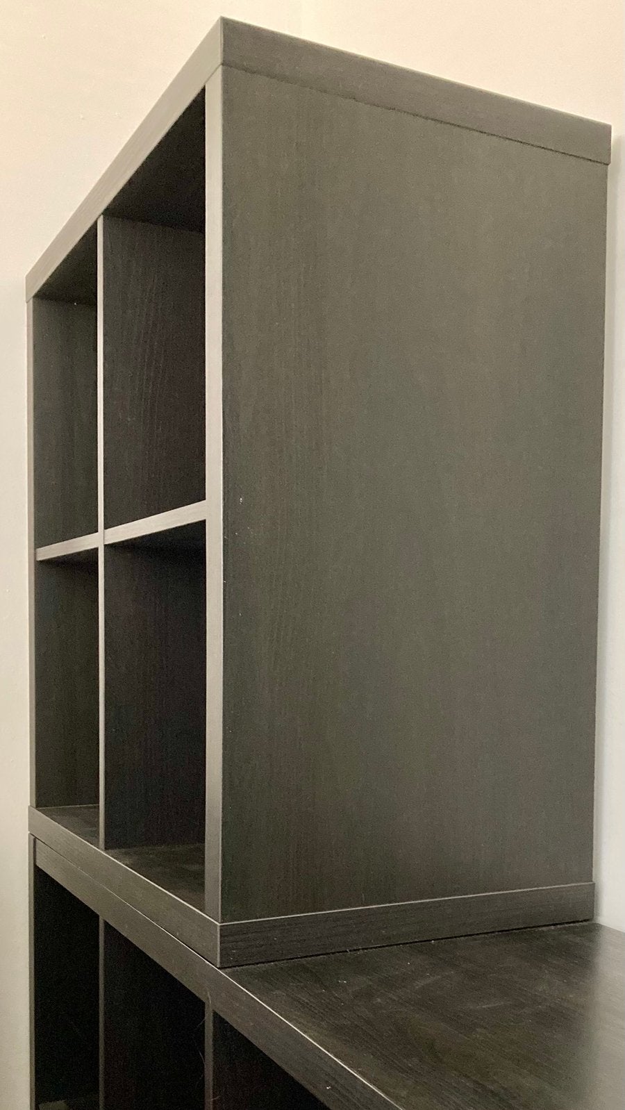 2x IKEA KALLAX open kast zwartbruin 77x77 cm, Ophalen, Met plank(en), 50 tot 100 cm, Zo goed als nieuw