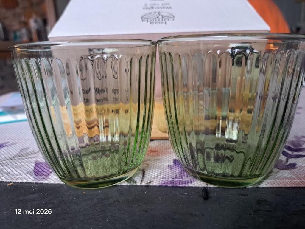 Boa Comida Waterglazen - Set van 2 - Groen, Ophalen of Verzenden, Zo goed als nieuw, Overige merken, Groen