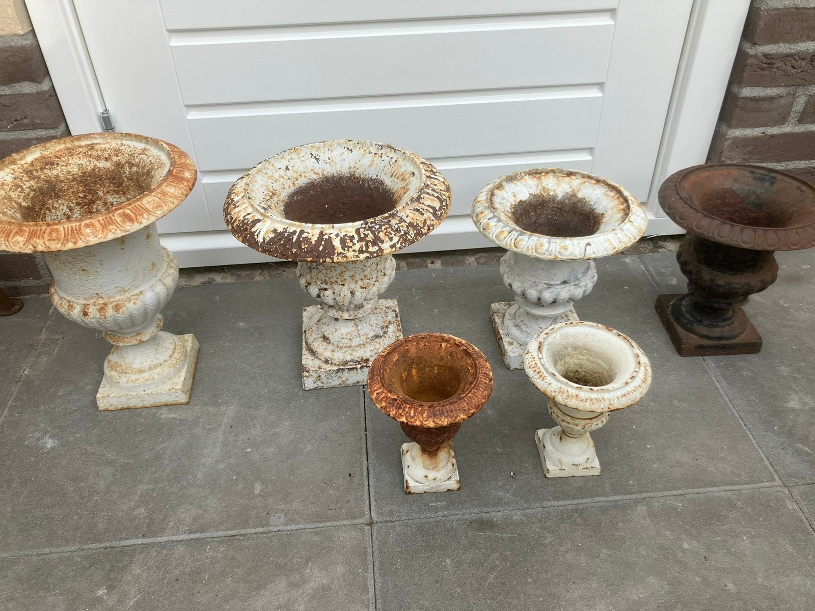 Brocante gietijzeren potten, Tuin en Terras, Ophalen, Gebruikt