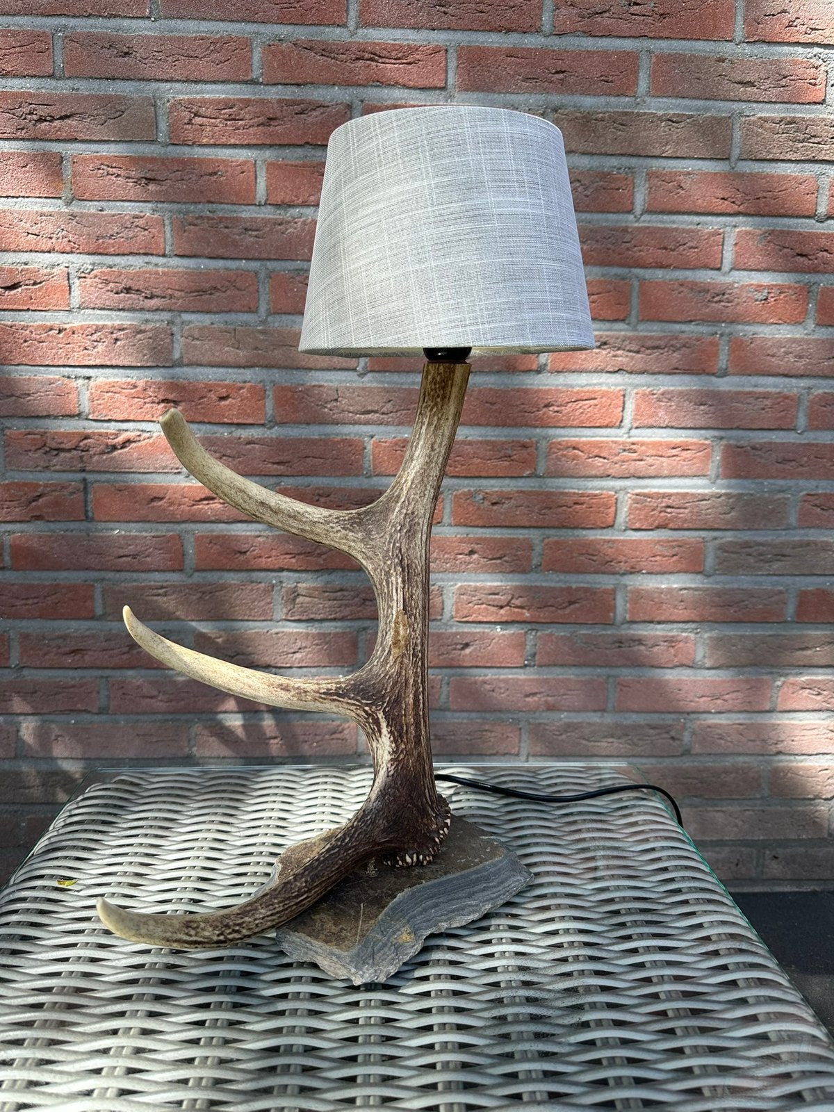 Geweilamp.schemerlamp.geweien.edelhert.damhert.tafellamp., Natuurlijk materiaal, Nieuw, Schemerlamp, Landelijk