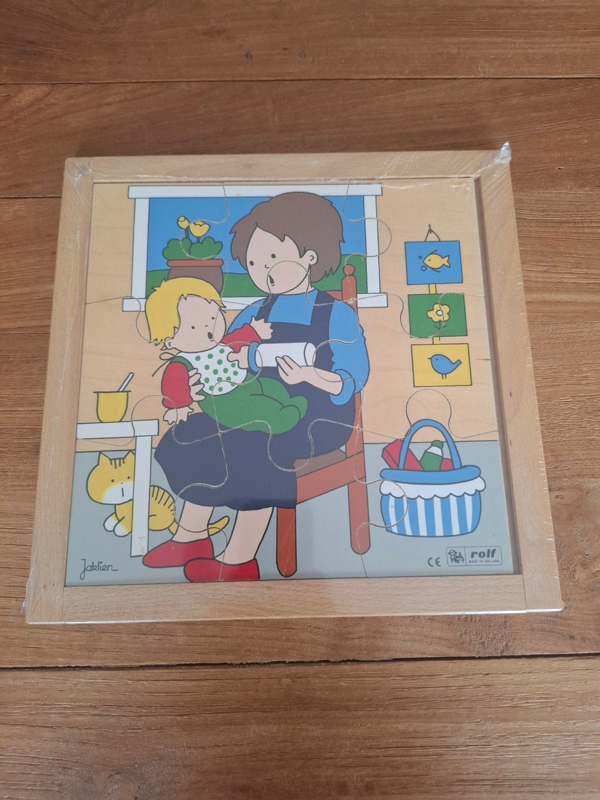 Houten legpuzzel moeder en kind -  Rolf, Kinderen en Baby's, Speelgoed | Kinderpuzzels, 2 tot 4 jaar, 10 tot 50 stukjes, Ophalen of Verzenden