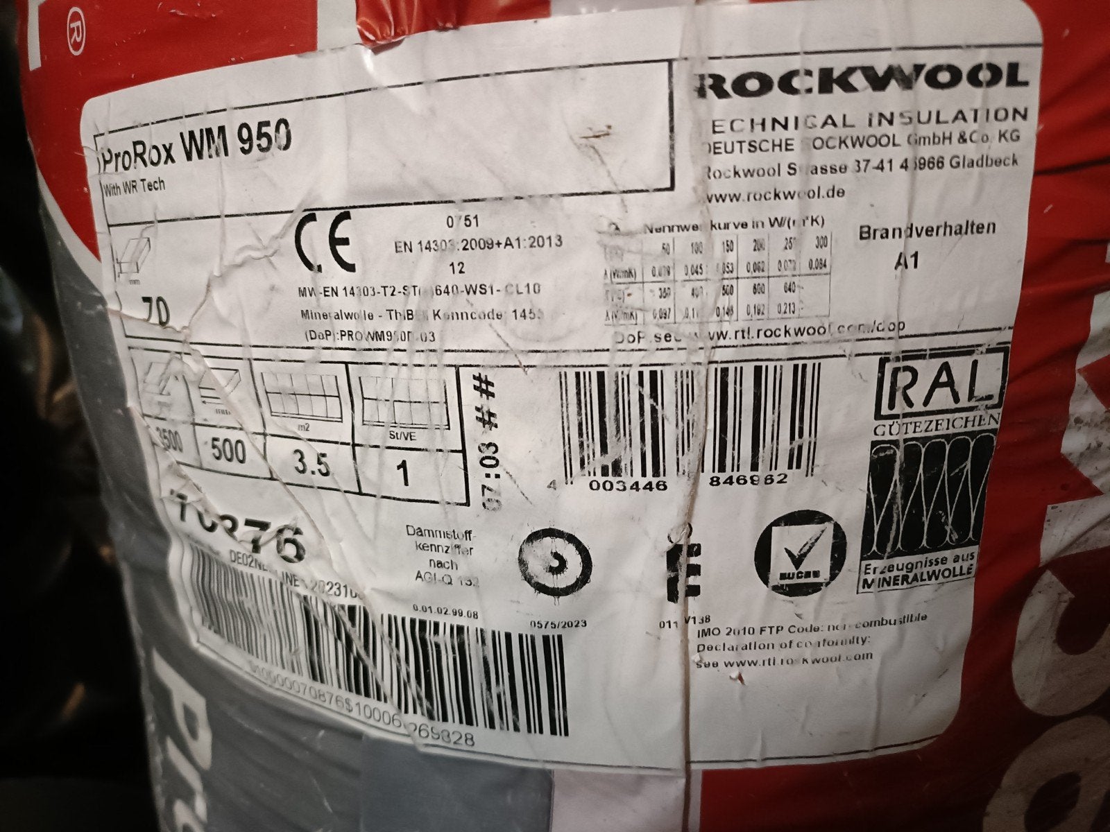 Rockwool ProRox WM 950 Steenwol Isolatie, Nieuw, Steenwol, Muurisolatie, Minder dan 5 m²