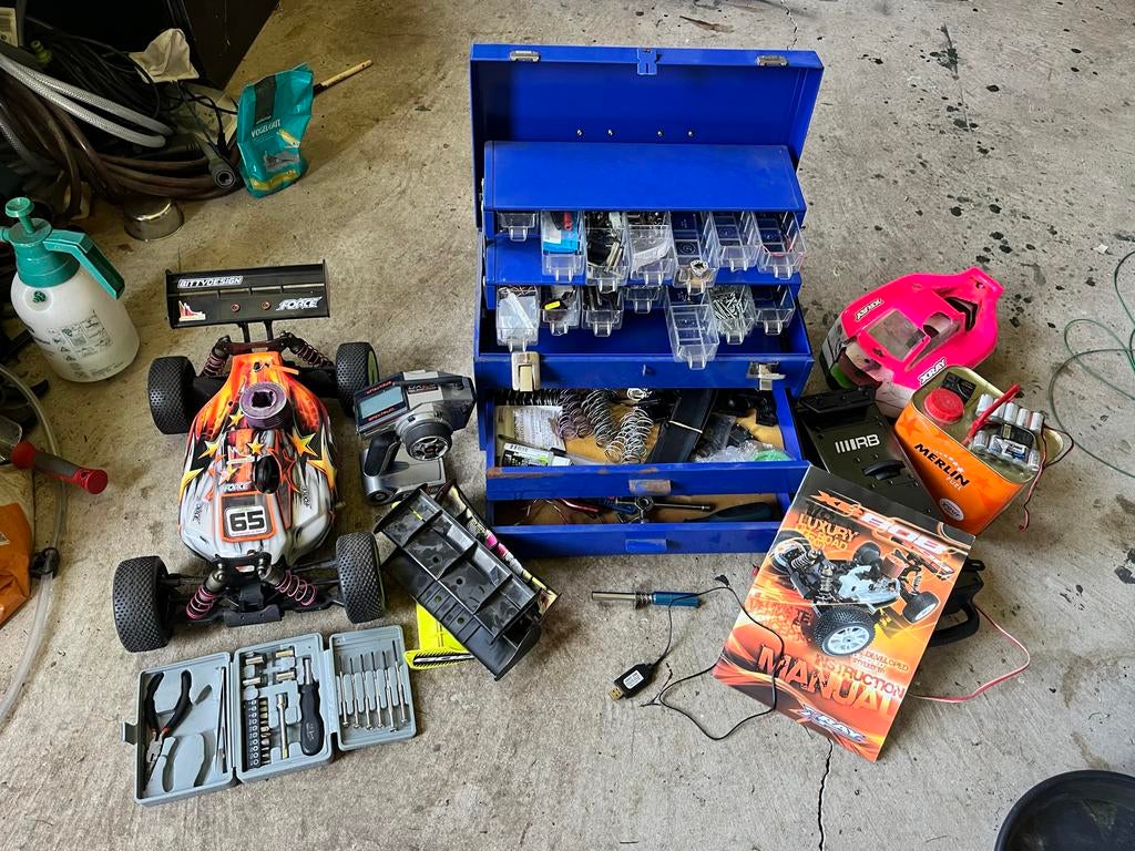 X-Ray XB808 1/8 RC Buggy met Novarossi Nitro Motor, Ophalen, Gebruikt, Auto offroad, Schaal 1:8