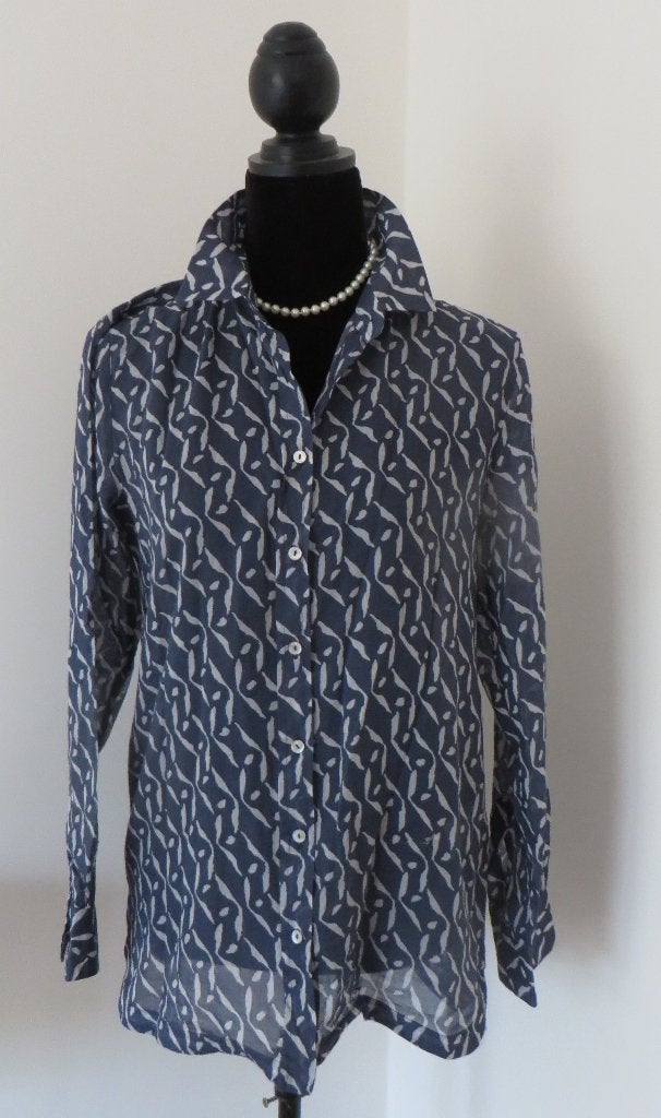 BELLUNA I Leuke Blouse I Maat 40/42 I IJsblauw/Grijs dessin, Meerkleurig, Maat 42/44 (L), Belluna, Ophalen of Verzenden