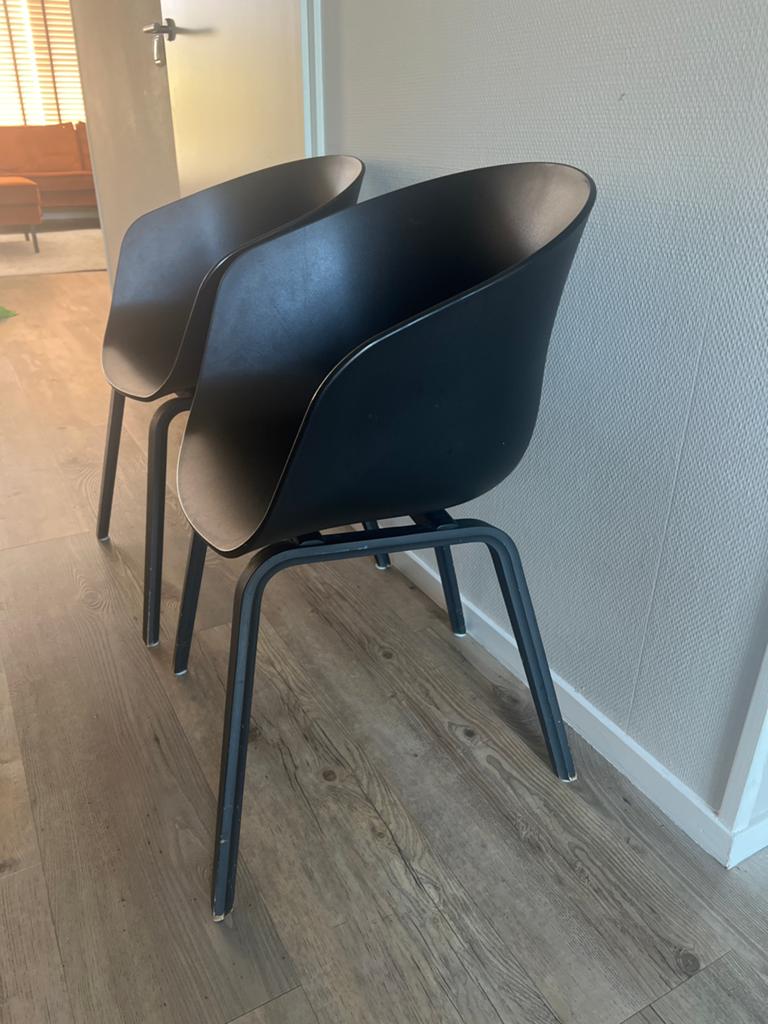 2x Dupe HAY eetkamerstoel - Zwart, makkelijk schoon te maken, Huis en Inrichting, Stoelen, Ophalen, Kunststof, Gebruikt, Twee
