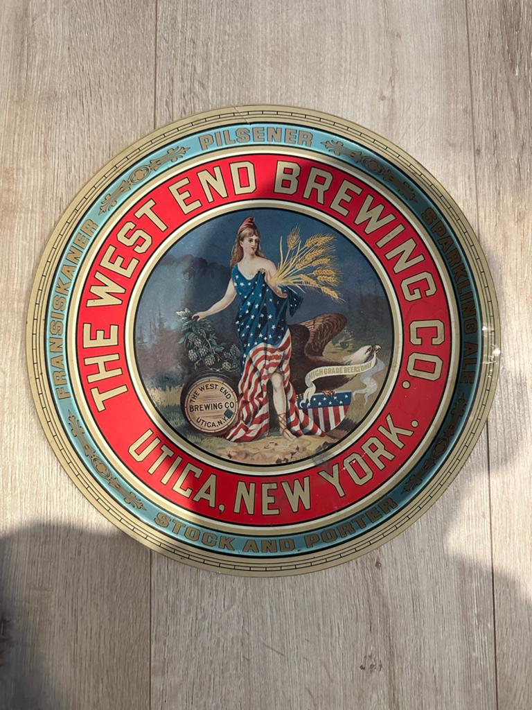 Antieke The West End Brewing Co Metalen Huisdecoratie, Antiek en Kunst, Antiek | Tin, Ophalen