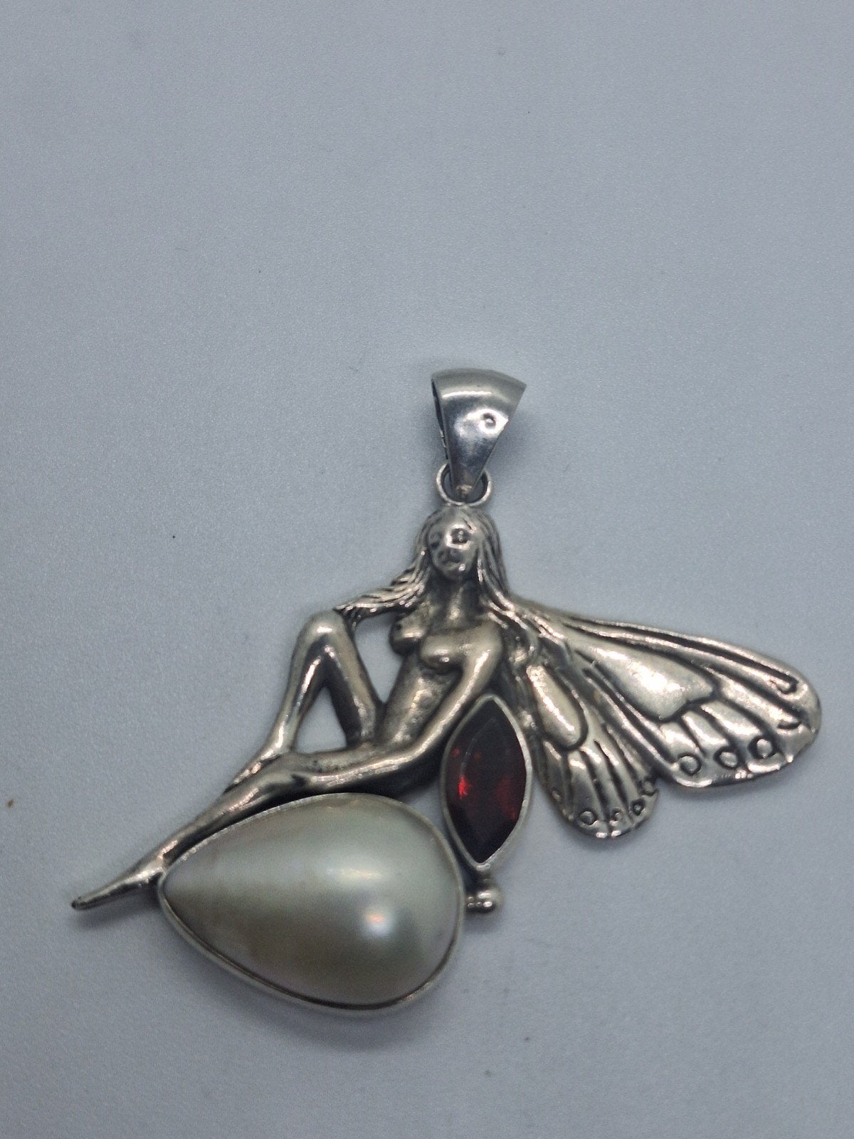 Zilveren Engel Hanger met Edelstenen - 925, Ophalen of Verzenden, Gebruikt, Zilver, Met bedels of kralen