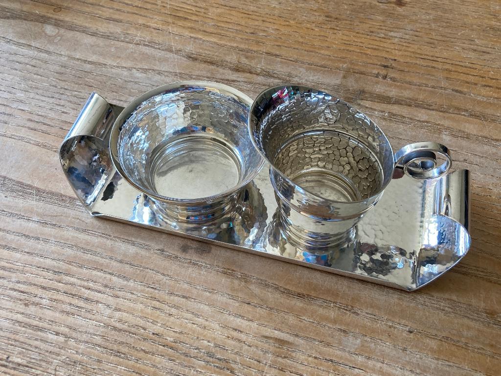 Vintage verzilverd - GN Gero F90 - Art Deco roomstelletje, Ophalen of Verzenden