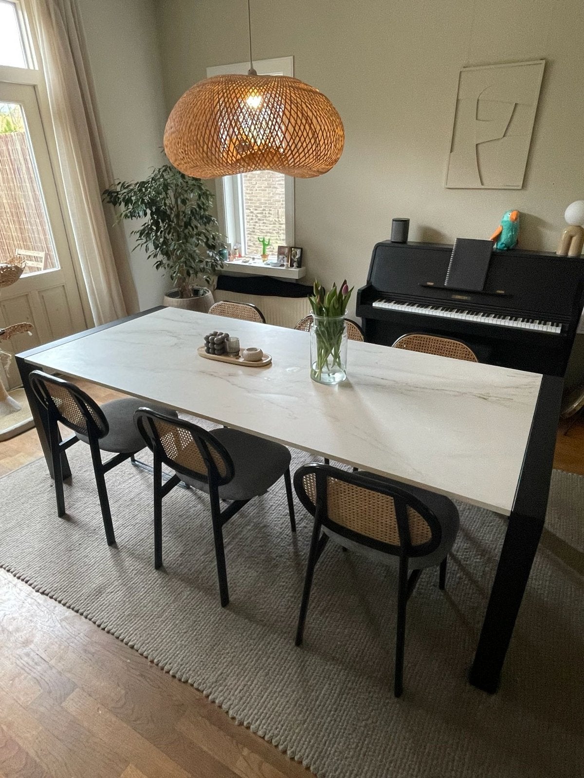 Moderne eetkamer set: tafel en stoelen, Huis en Inrichting, Ophalen, 50 tot 100 cm, Zo goed als nieuw, Vijf personen of meer