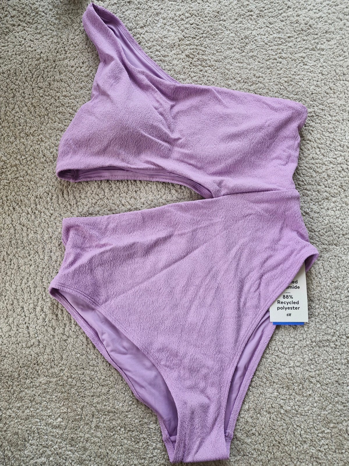 H&M Badpak met uitsnijding en asymmetrische schouder, H&M, Paars, Nieuw, Badpak