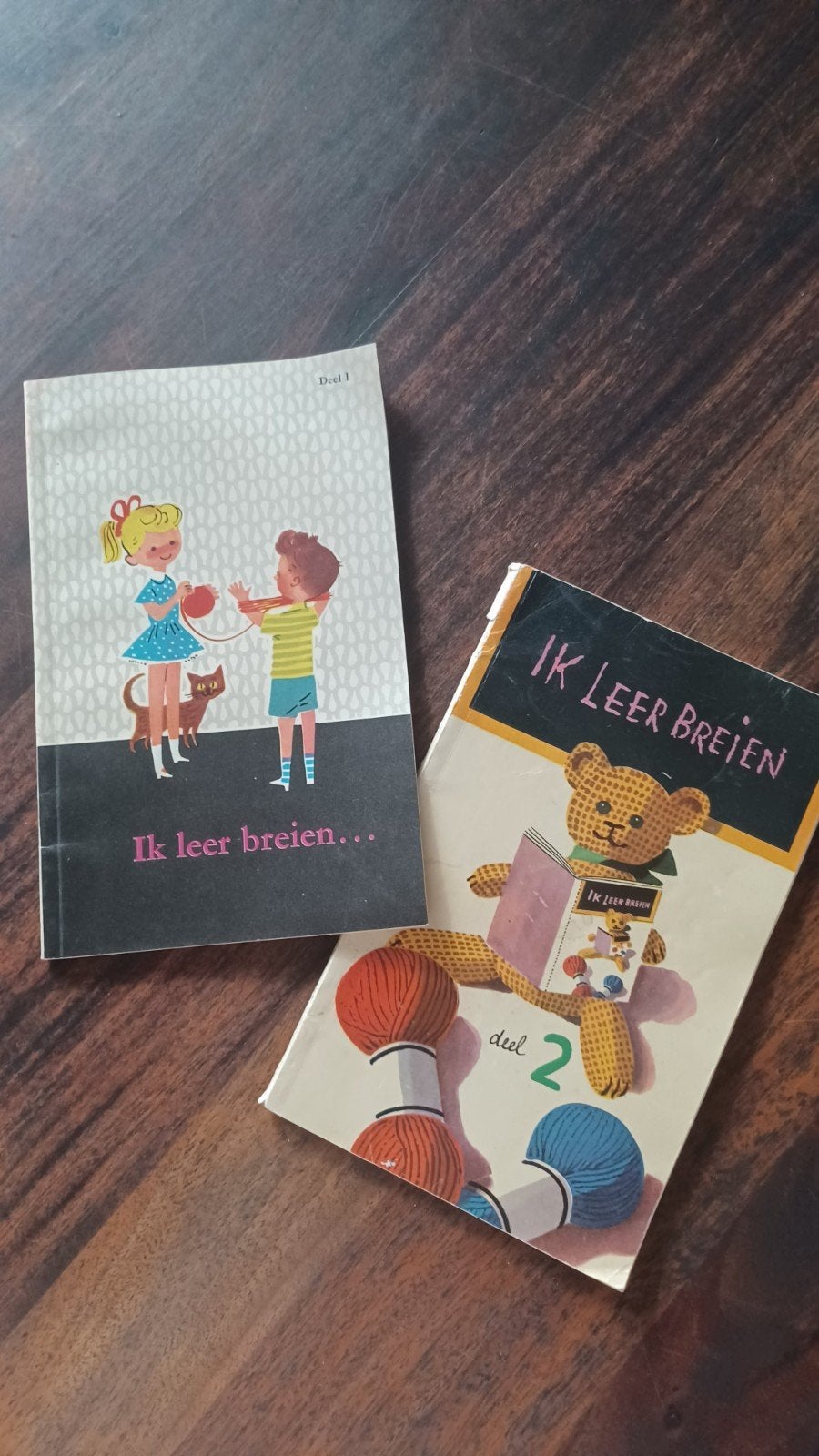 Vintage: ik leer breien, deel 1 en 2, voor kinderen, Ophalen of Verzenden, Zo goed als nieuw, Breien, Patroon of Boek