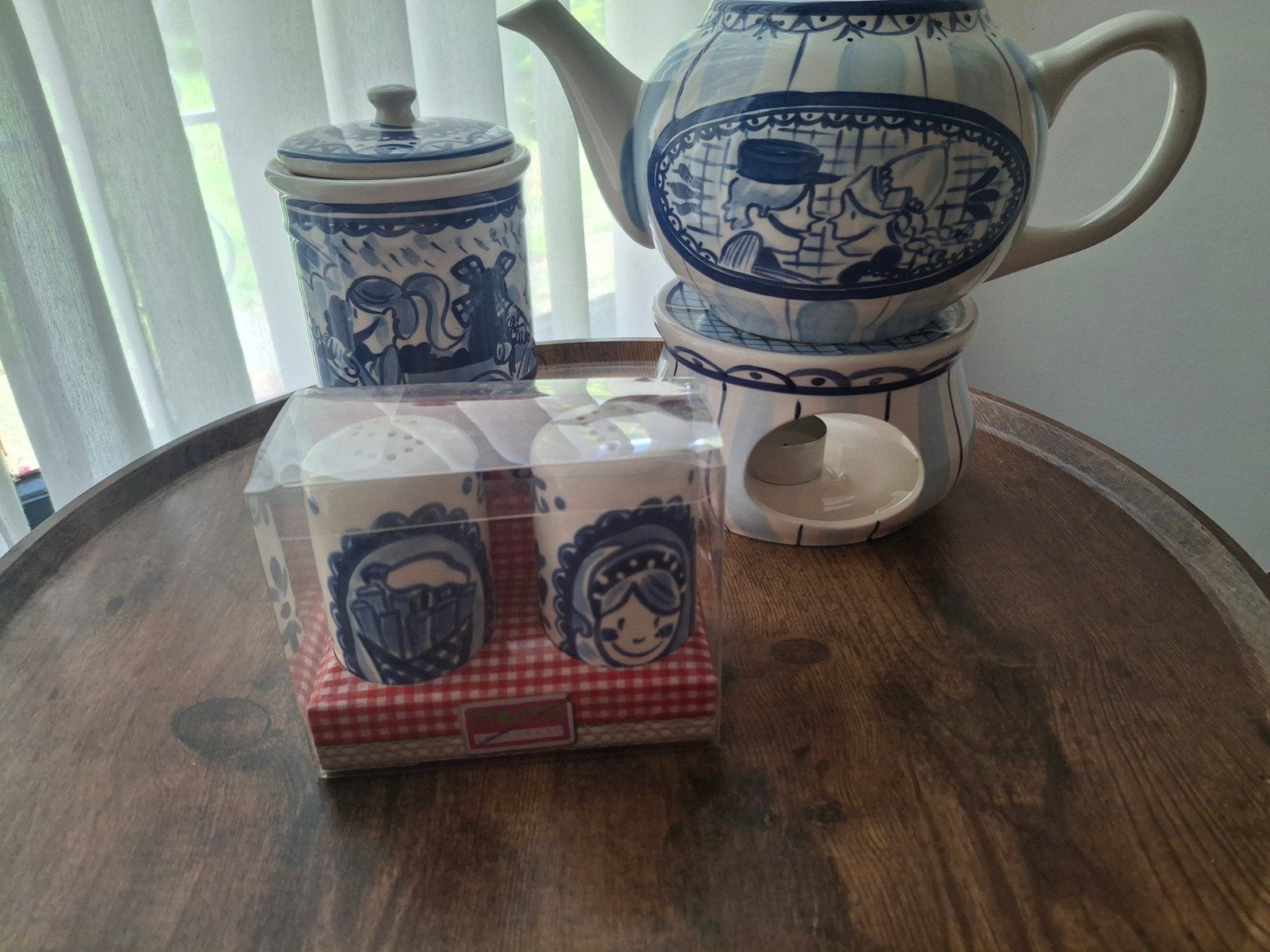 Delfts Blond theepot, voorraadpot en peper- en zoutstel, Ophalen, Keramiek, Zo goed als nieuw, Delftsblauw