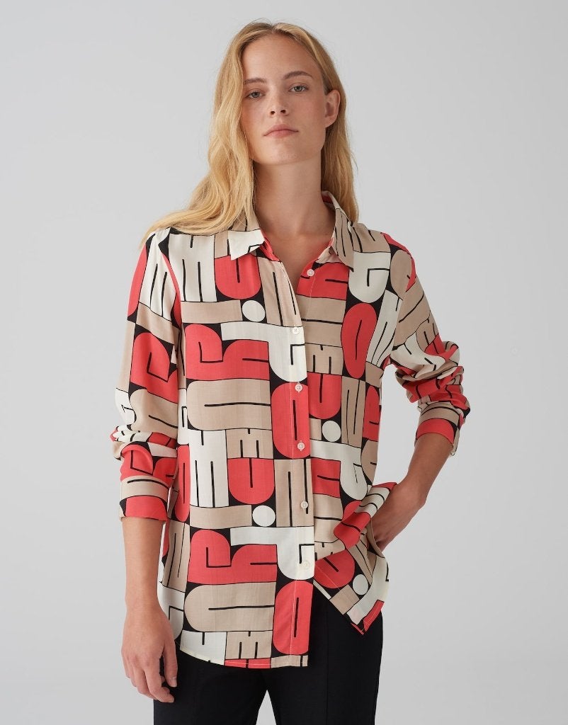 OPUS blouse lange mouw roze/wit/zwart mt 34/36 NIEUW!, Overige kleuren, Nieuw, Ophalen of Verzenden, Maat 34 (XS) of kleiner