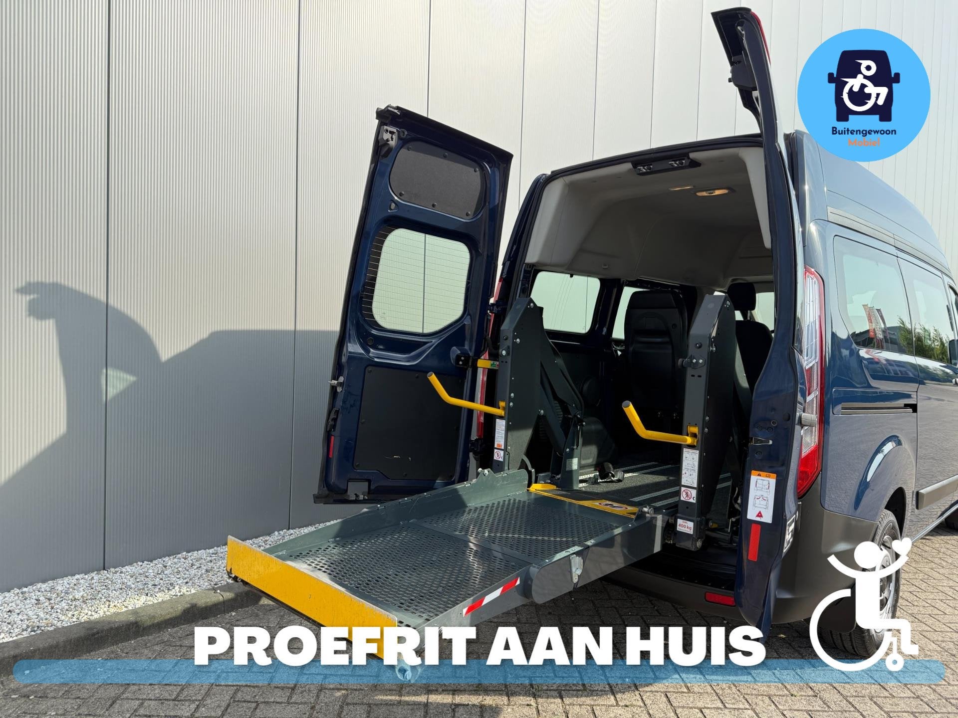 Ford Transit Custom Rolstoelbus 2021 | L1H2 | Facelift, Auto's, Voorwielaandrijving, 12 maanden, Stof, Zwart