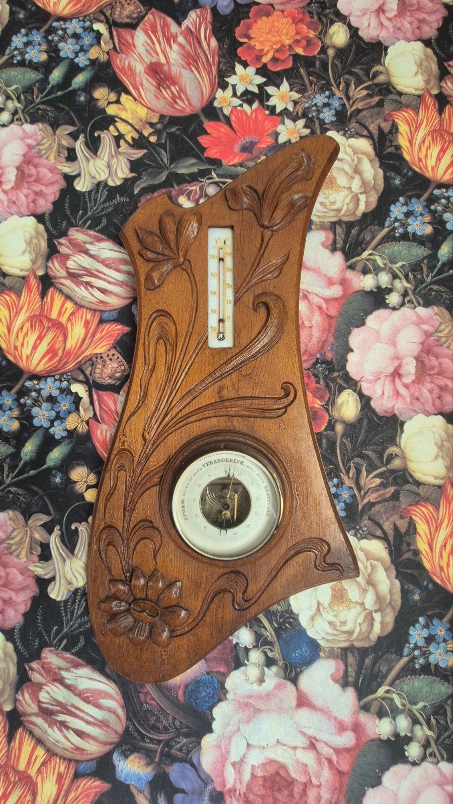 Antieke Art Nouveau Barometer en Thermometer, Ophalen of Verzenden