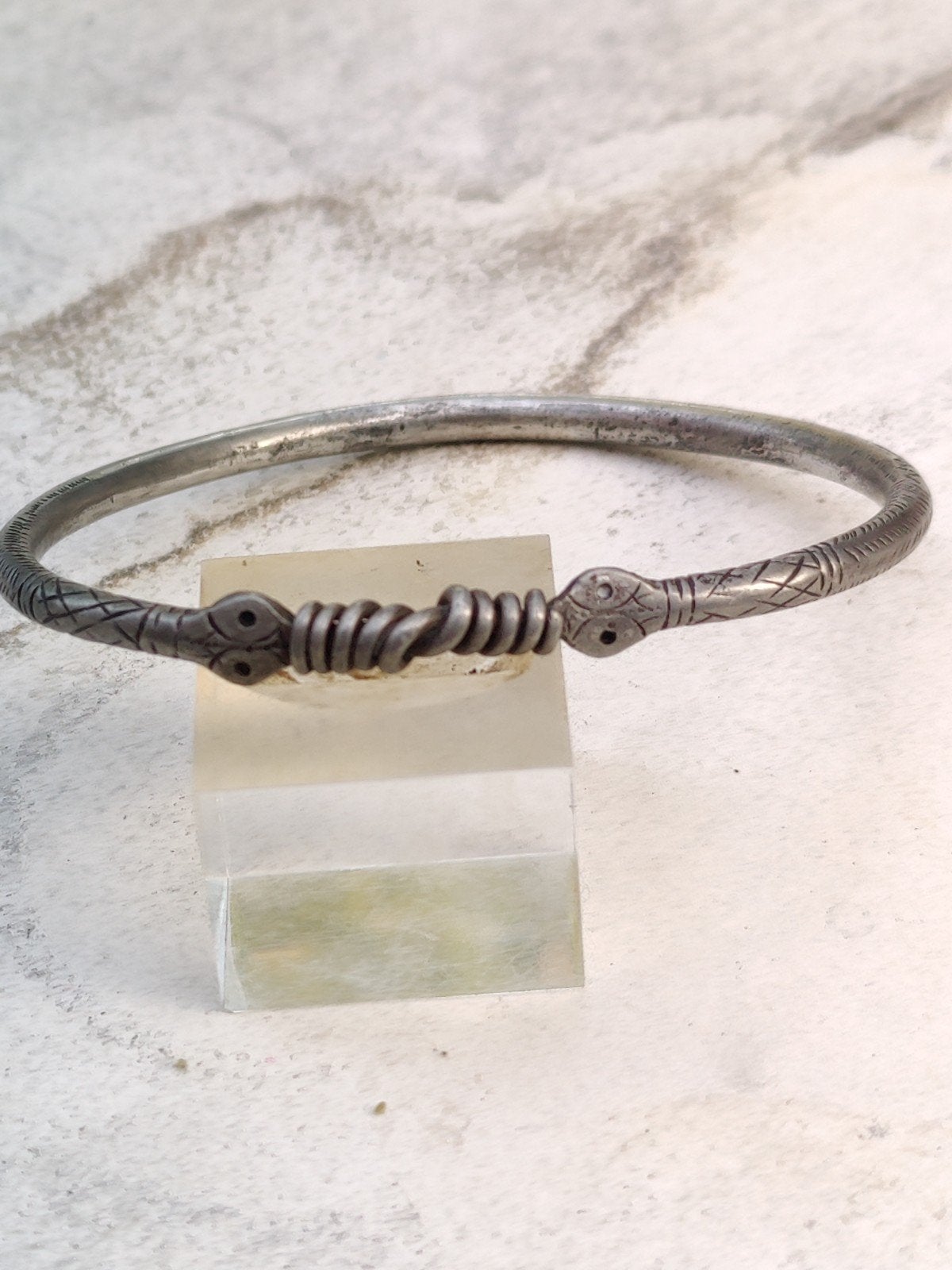 Antiek zilveren slangen armband, Ophalen of Verzenden, Zilver