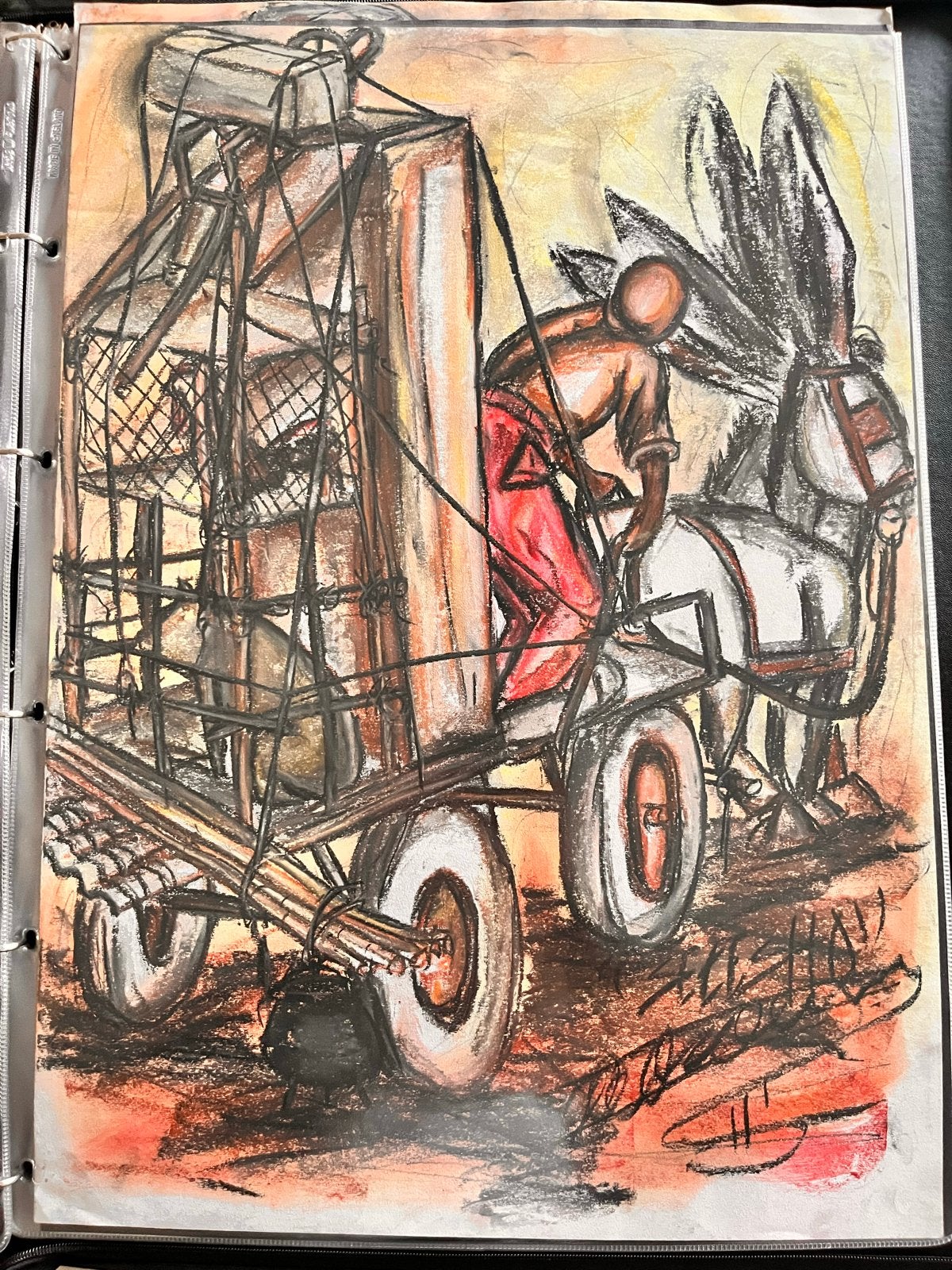 Set van 4 originele Afrikaanse kunstwerken, Antiek en Kunst, Kunst | Schilderijen | Klassiek, Ophalen of Verzenden