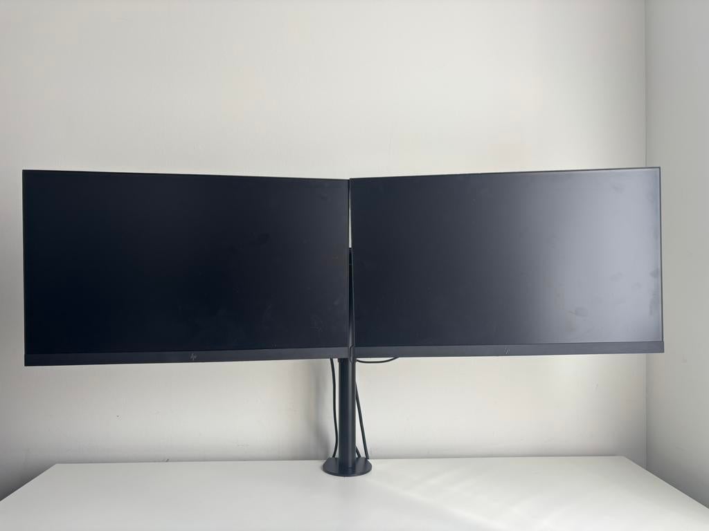 2x HP E23 G4 monitor + Neomounts dual arm (complete set), Computers en Software, Monitoren, Zo goed als nieuw, 60 Hz of minder