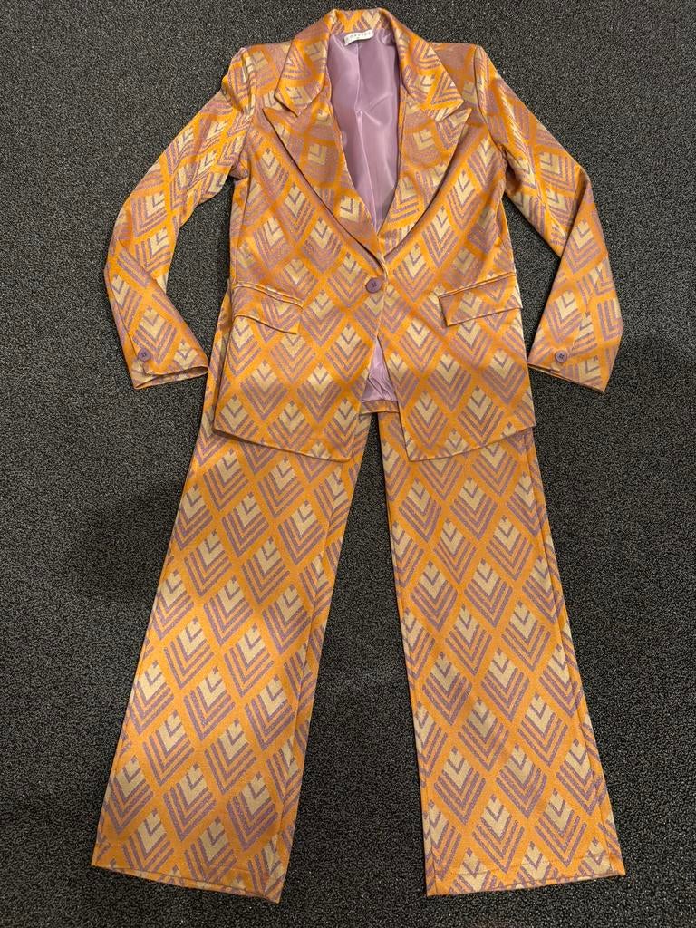 Nieuw Loavies pak oranje lila colbert + broek maat XS 34/36, Kostuum of Pak, Nieuw, Oranje, Ophalen of Verzenden