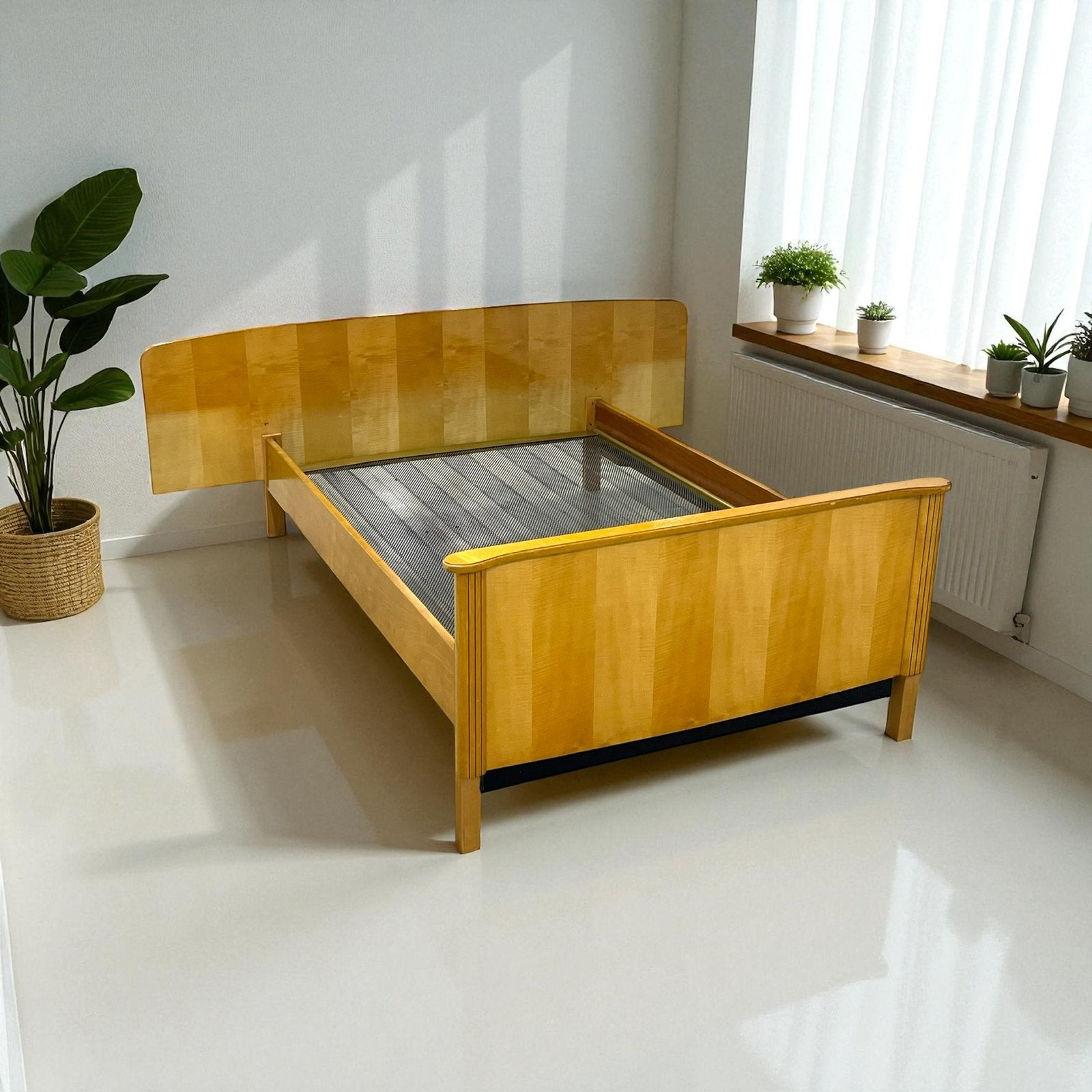 Vintage jaren 60 bed twijfelaar | slaapkamer | bedframs, Beige, Vintage, Niet bekend, Overige maten