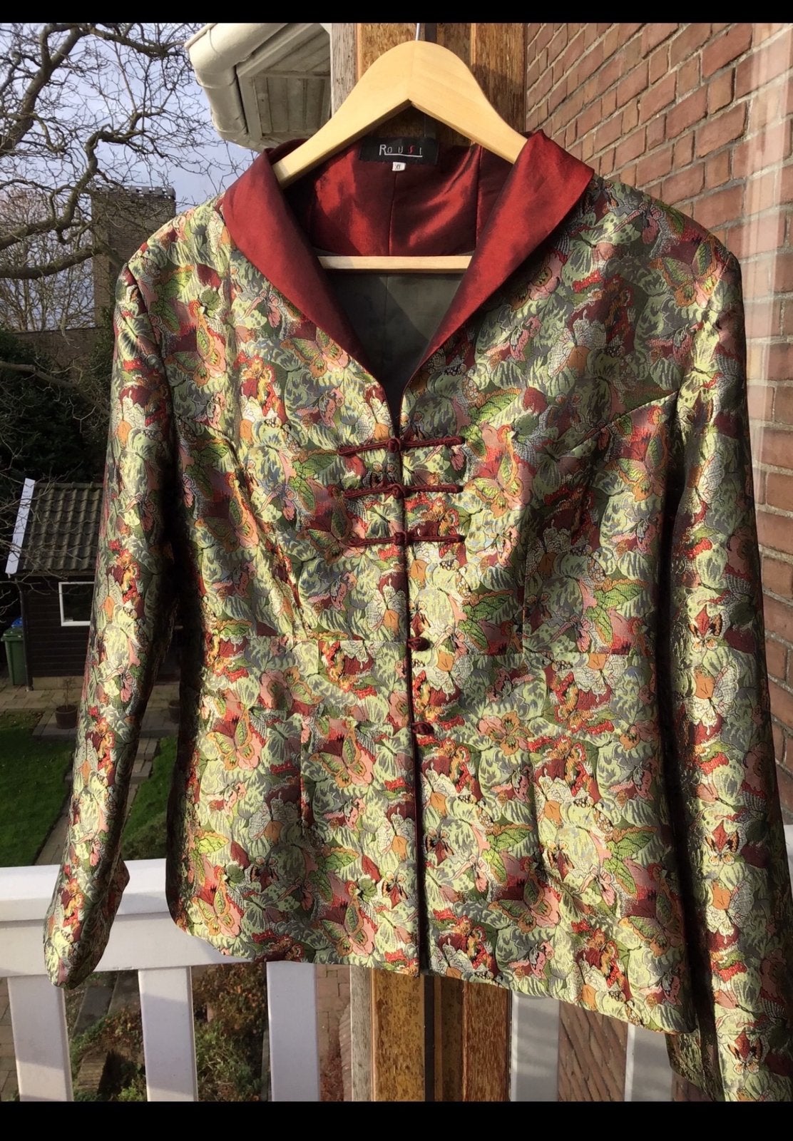 Chinees jasje met vlinder maat 36/38 groen met rood, vlinder, Ophalen of Verzenden, Zo goed als nieuw, Groen