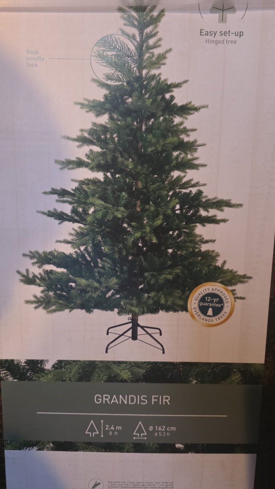 NIEUW in doos: Everlands Grandis Fir Kunstkerstboom - 240, Diversen, Ophalen
