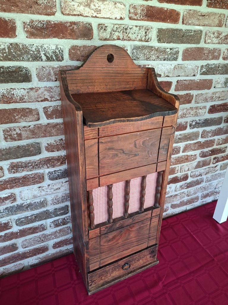 Vintage Frans houten stokbroodkastje met lade, Ophalen of Verzenden
