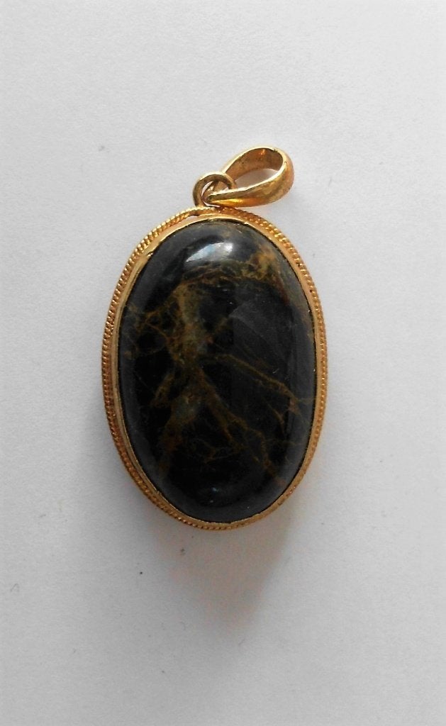 Exclusieve Vergulde Blauwe Opaal Hanger - 925 Zilver - LTR05, Verzenden, Nieuw, Steen of Mineraal, Met edelsteen