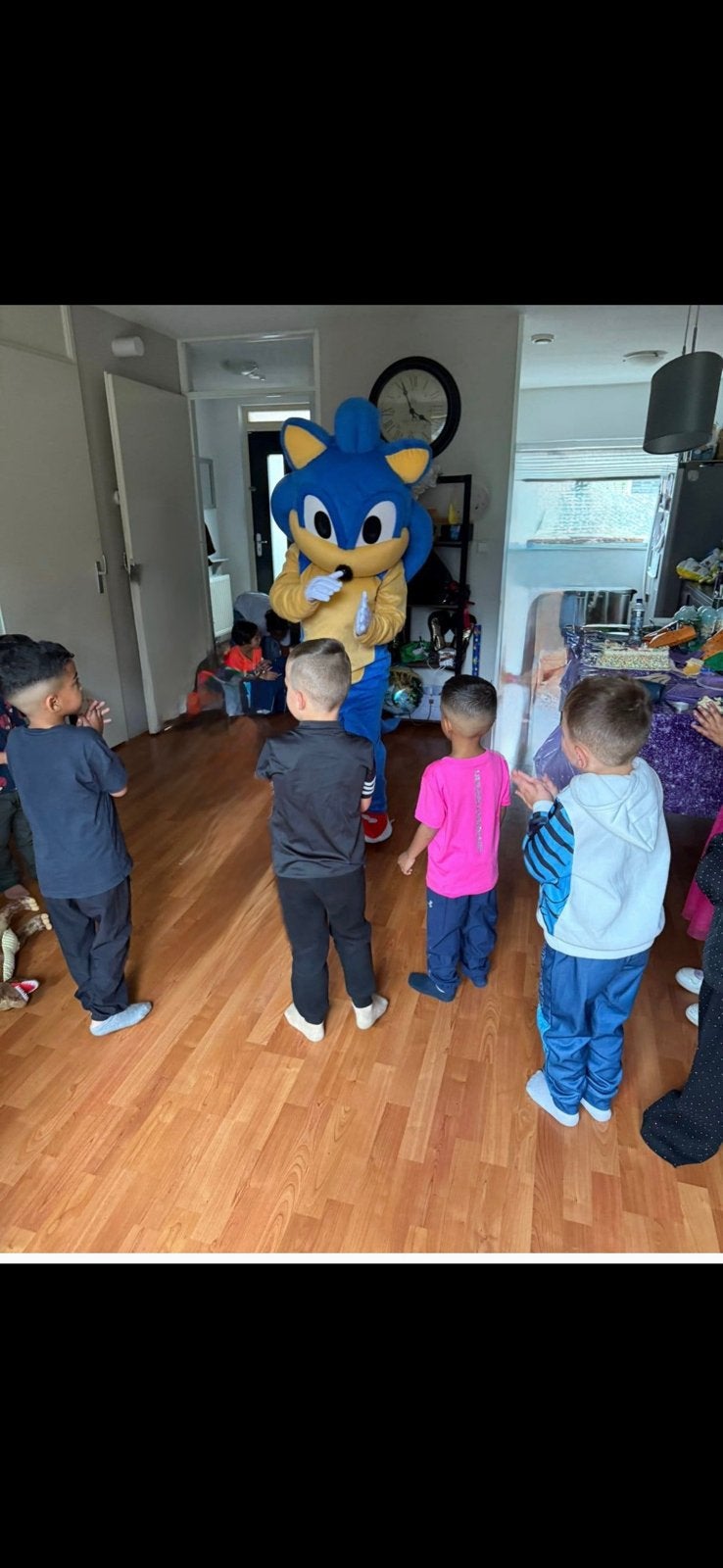 Mascotte Sonic te huur inclusief acteur, Ophalen of Verzenden, Zo goed als nieuw, Overige