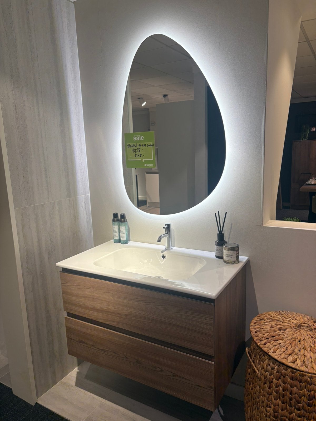 Badkamer meubel 90 cm breed te koop hout look, Ophalen, 50 tot 100 cm, Zo goed als nieuw, Minder dan 100 cm