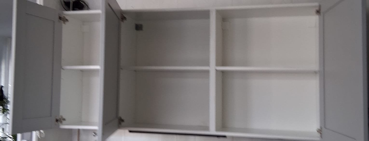 Grijze keukenkastjes met planken, Huis en Inrichting, Keuken | Keukenelementen, Ophalen, Gebruikt, 50 tot 100 cm, Minder dan 100 cm