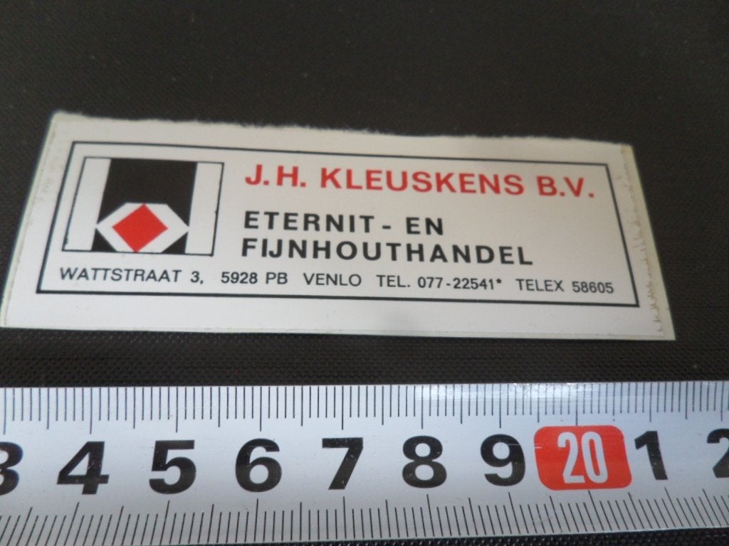 sticker Venlo J.J. KLEUSKENS BV Eternit - en Fijnhouthandel, Ophalen of Verzenden, Zo goed als nieuw