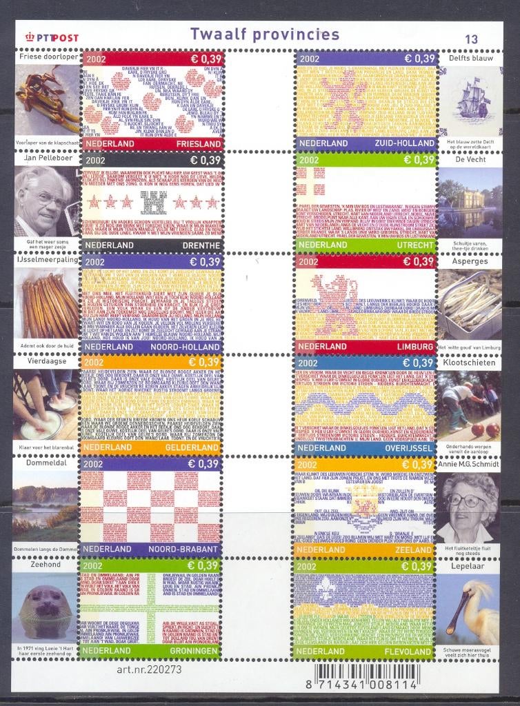 Vel Provinciezegels V2065 postfris, Ophalen of Verzenden, Postfris