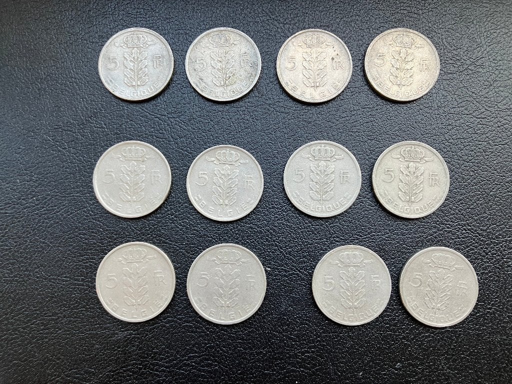 12x Munt 5 Belgische Franc uit 1949 - 1950 - 1958 , Ophalen of Verzenden, Losse munt