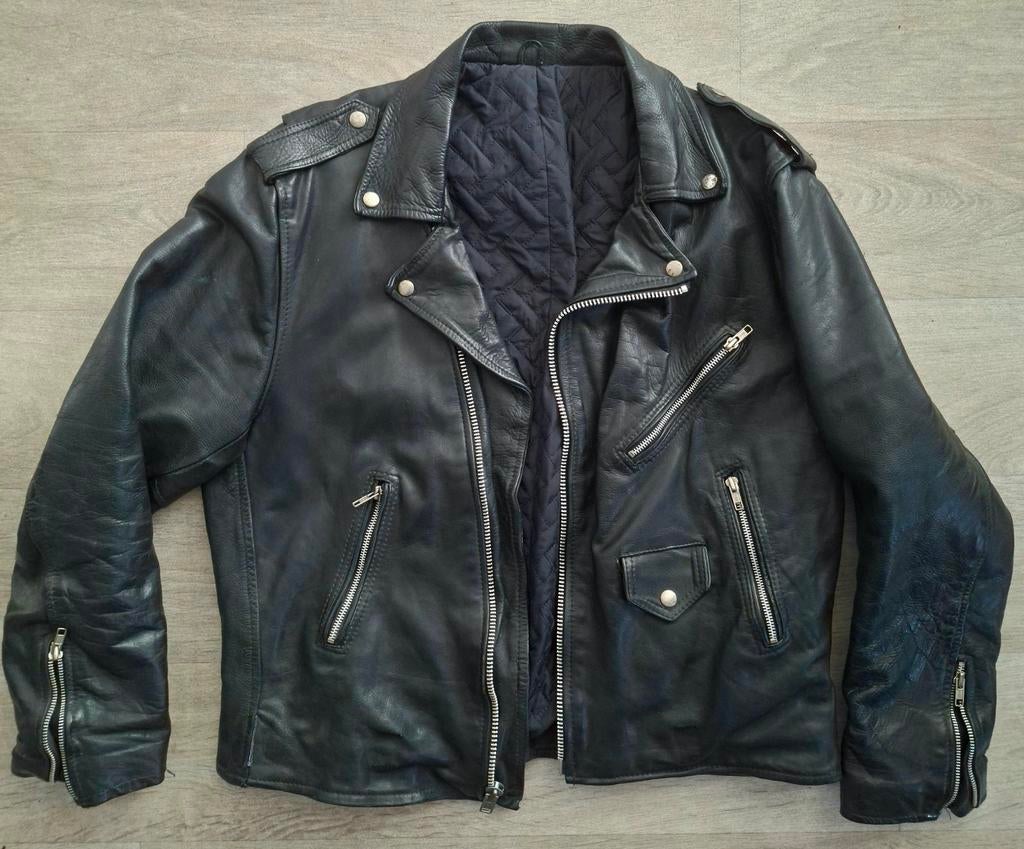 Vintage leren jas maat L, Ophalen of Verzenden, Zo goed als nieuw, Maat 52/54 (L), Zwart