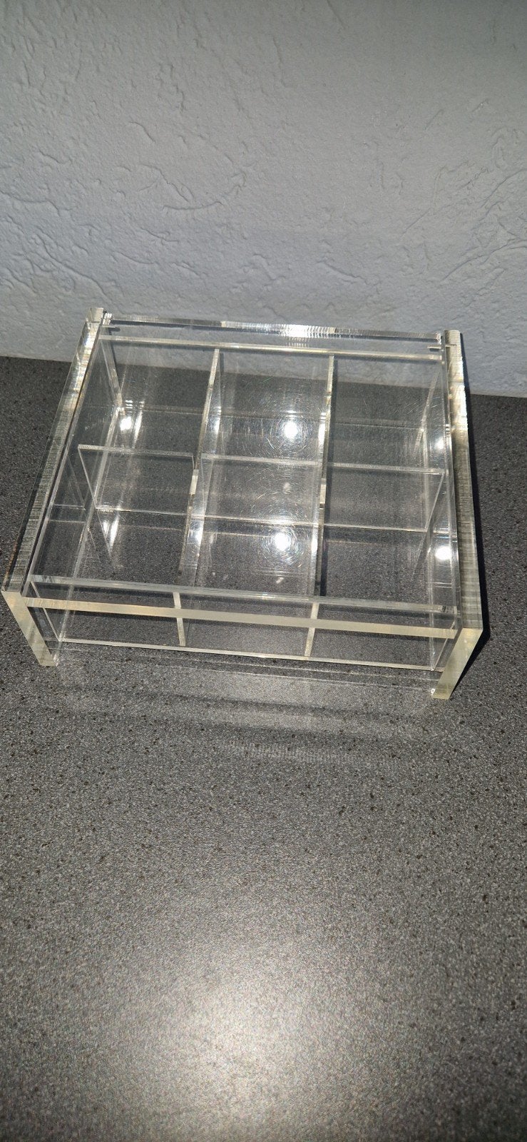 Plexiglas theedoos met 6 vakken, Ophalen of Verzenden, Gebruikt, Wit, Kunststof