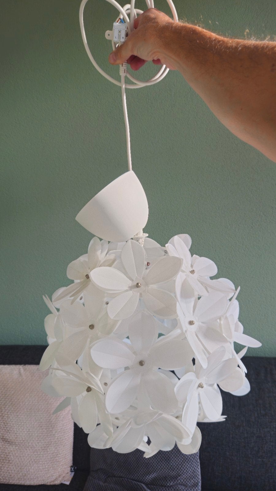 Sfeervolle Bloemen Hanglamp, Kunststof, Tijdloos sfeervol, Zo goed als nieuw, E27 (groot)