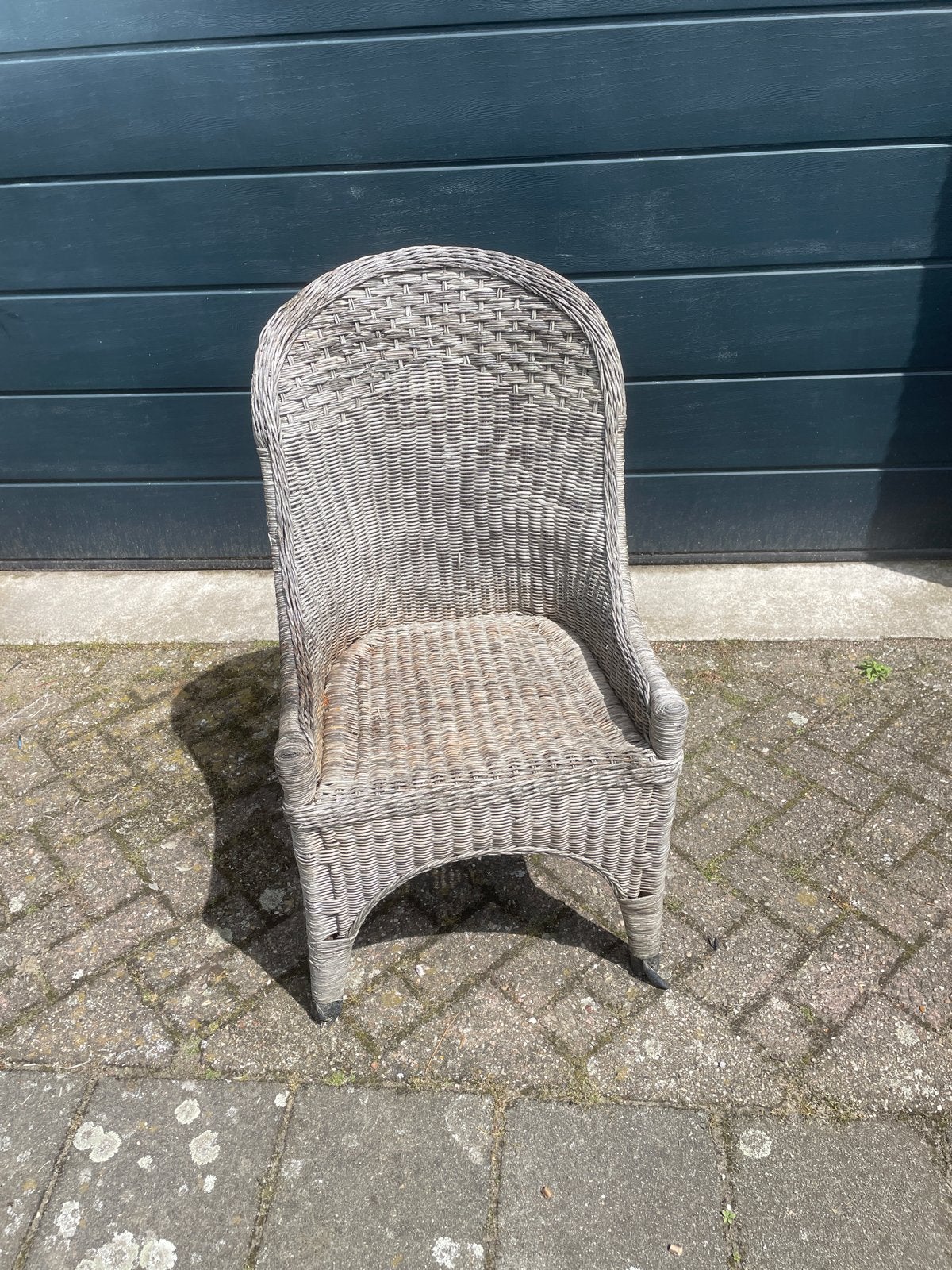 6 Gebruikte Riet/Rotan Stoelen - Zonder Kussens, Gebruikt, Riet of Rotan, Ophalen of Verzenden, Grijs