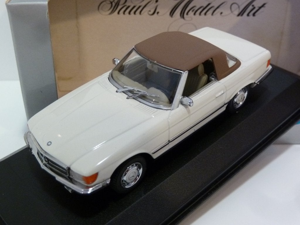 Minichamps Mercedes 350SL Soft Top r107 1971 Wit 430033440, Ophalen of Verzenden, Nieuw, Auto, MiniChamps