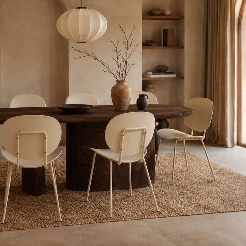 4 Nieuwe Japandi Eetkamerstoelen – Crème/Beige – Set van 4, Ophalen, 75 m² of meer, Zo goed als nieuw, Beige