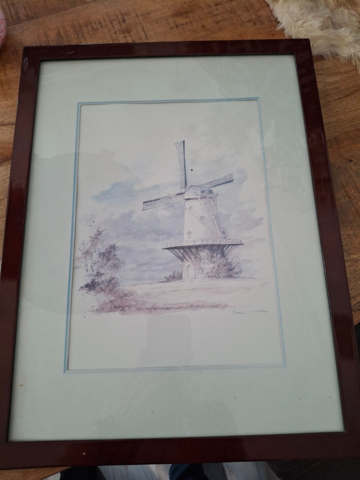 Set van 2 ingelijste tekeningen van molens, Ophalen of Verzenden, Tekening, Potloodtekening, Ingelijst