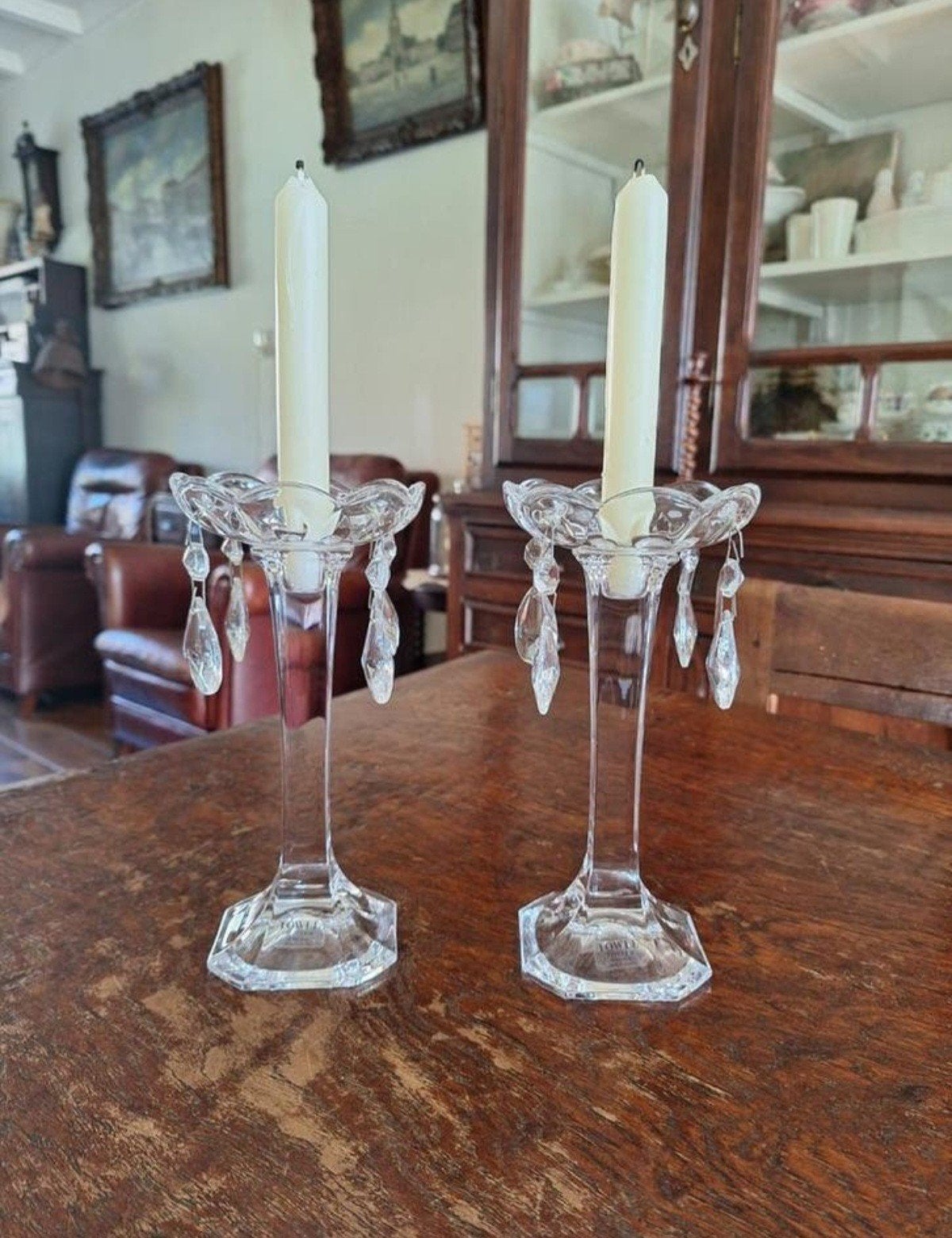 Set Towle Kristallen Kandelaars/Kaarsenhouders, Ophalen of Verzenden, Kristal