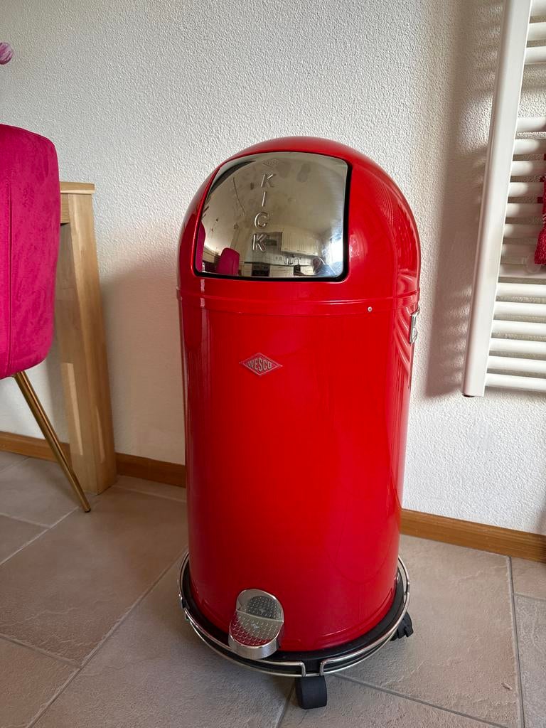 Wesco Kickboy Prullenbak Rood - Zo goed als nieuw, Ophalen, Met pedaal, Zo goed als nieuw, 30 tot 40 liter